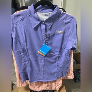 Columbia button down short sleeve top Omni shade protection size L/G. New